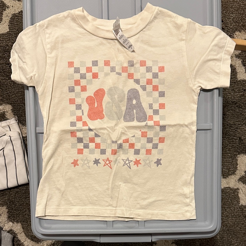 Bella Canvas Kids T-Shirt - White with Red and Blue Design